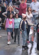 The female cast of 'Modern Family' head to the women's march as they film a scene in Los Angeles 03/01/2017