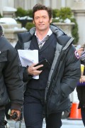 Hugh Jackman was seen walking to the set of "The Greatest Showman" in New York City. March  16, 2017