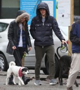 Melissa Benoist and Chris Wood walking dogs in Vancouver (March 17, 2017)